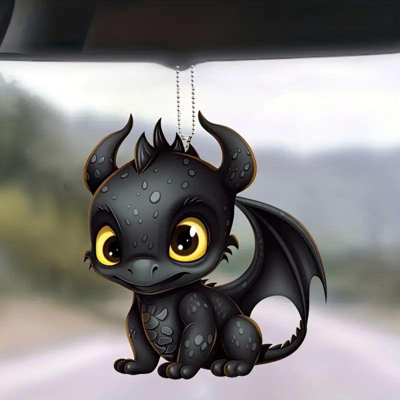 Black Dragon Enchanting Acrylic Hanging Decor Trendy Cartoon Style For Car Interiors