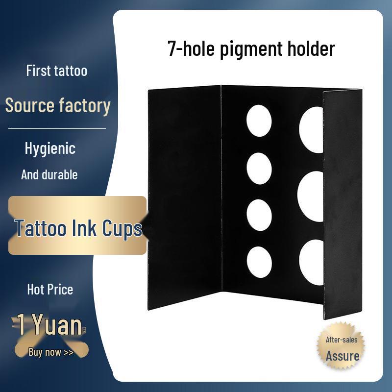 

Black Iron Tattoo Ink Rack & Microblading Pigment Cup Holder - 7 Hole Organizer