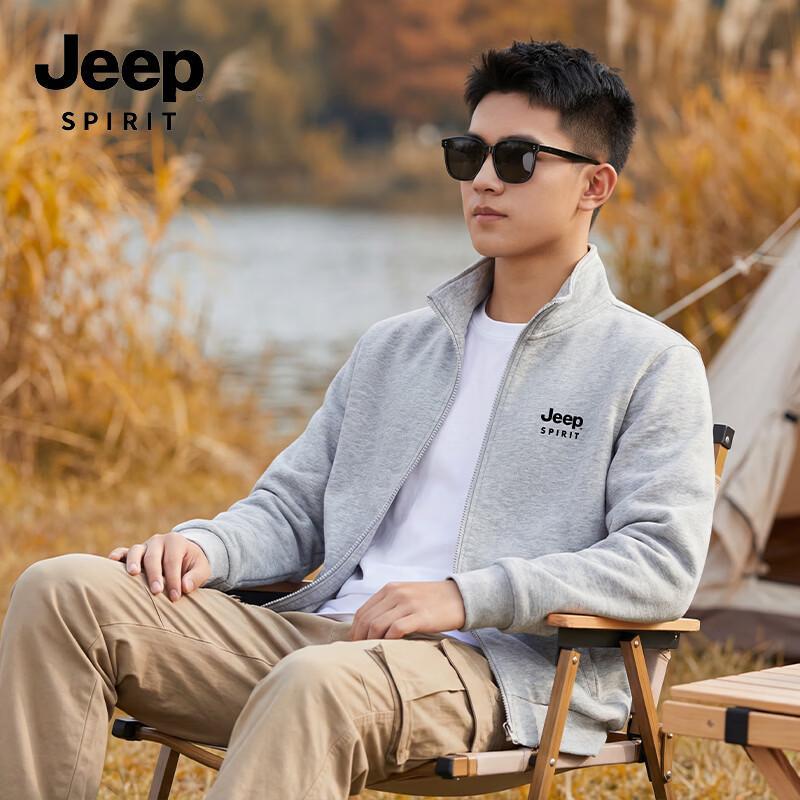 JEEP SPIRIT Unisex Spring Knit Stand Collar Jacket 3XL