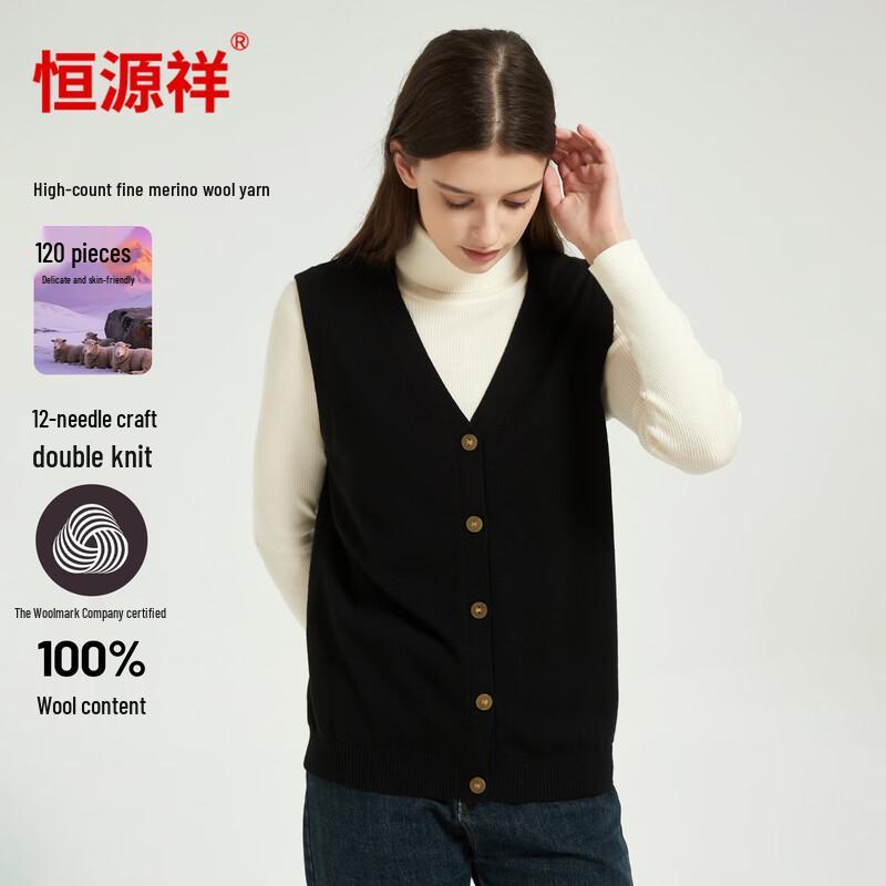 

Hengyuanxiang Women s V-Neck Worsted Pure Wool Cardigan Vest 2XL