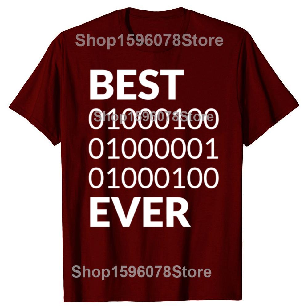 Best Dad Ever Binary Code Programmer Coder Fathers Day T Shirts Gifts Mens Clothing Fashion Casual Loose Oversized T Shirt