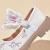 Bestickte Hanfu Leder-Ballerinas für Mädchen mit Klettverschluss für Herbst 2025 - Prinzessinnen-Stil für mittlere und große Kinder