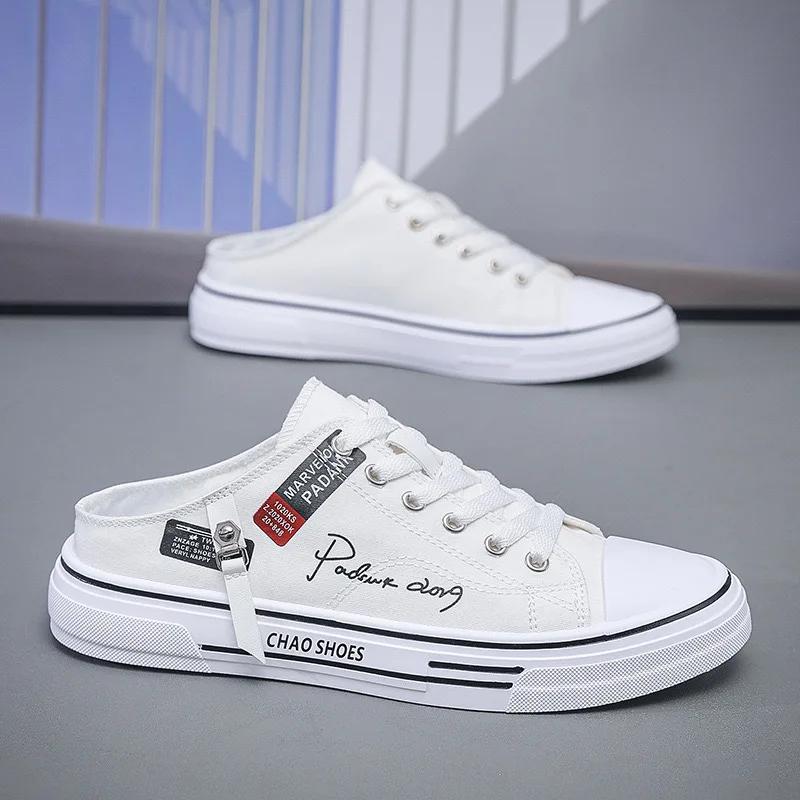 2025 Summer New Breathable Baotou Half Slippers Men's Versatile Casual Canvas Board Shoes Outdoor Lightweight Sports Shoes