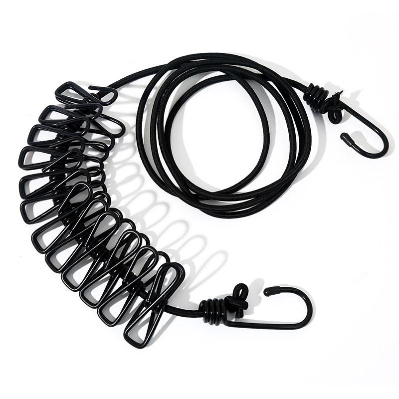 Rainbow Clip Portable Retractable Clothesline For Travel No Drill Windproof Drying Rope чёрный