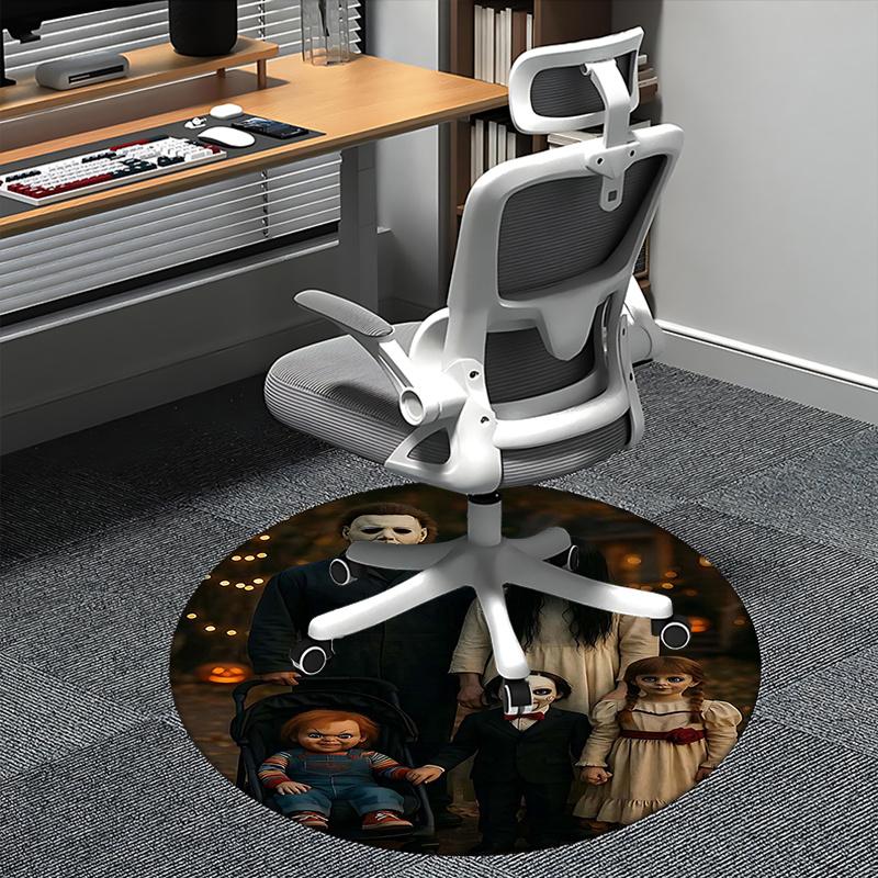 

Horror Movie Characters Chair mat Round Rug-Office carpet, Machine Washable, Non-slip, Suitable for Living Rooms, Bedrooms, Entryways, and H 80cm by 80cm