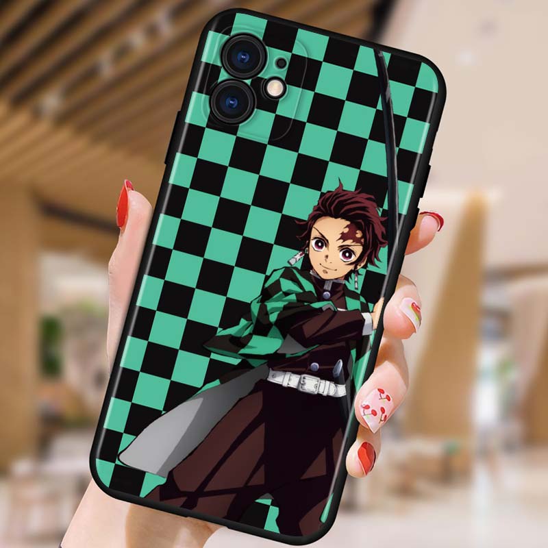 Demon Slayer Anime Etui na telefon Apple iPhone 12 Pro Max Mini 11 Pro XS Max X XR 6S 6 7 8 Plus 5S SE2020 Czarne