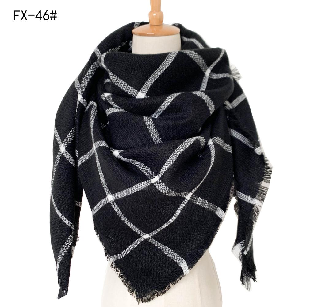 Factory Direct Sales Foreign Trade Autumn/winter New Neck Scarf, Imitation Cashmere Acrylic Black Beige Plaid Square Scarf, Women's Shawl