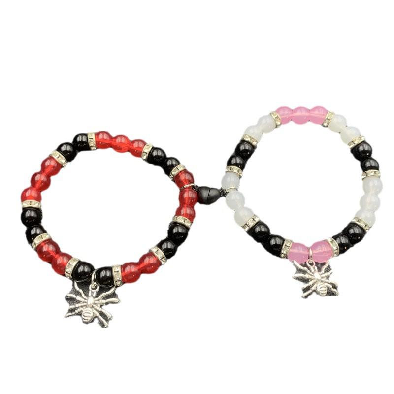 Magnetic Heart Beaded Couple Bracelets – Elastic Jewelry for Best Friends