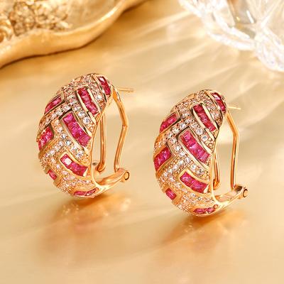 Schmuck Kupfer Bodenbeschichtung Stil Voll Diamant High-End Ohrstecker Ohrbügel