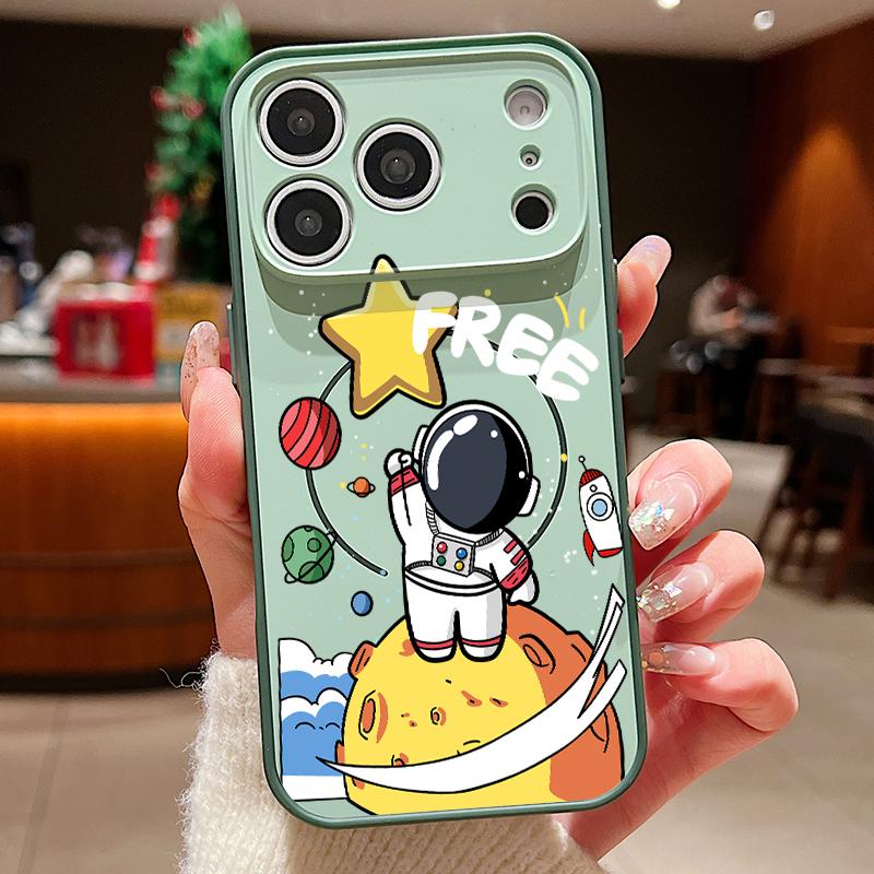 

Cartoon Astronaut Pattern Case For iPhone 17 Pro Max iPhone 16 15 14 13 Pro Max Magnetic For Magsafe Hybrid TPU+PC Matte Cover iPhone 16 Pro зелений