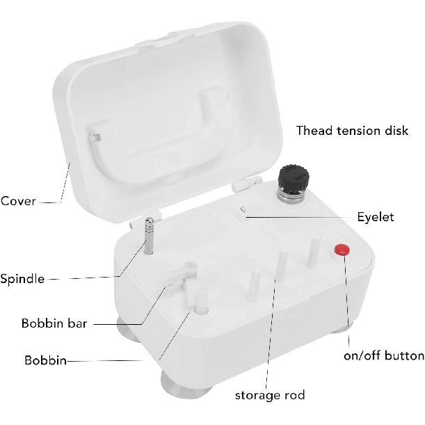 Bobbin Winder for Sewing,Electric Bobbin Winder, Automatic Bobbin Winder Portable White Plastic Bobbin Winder, Sewing Machine Bobbin Winder, Bottom