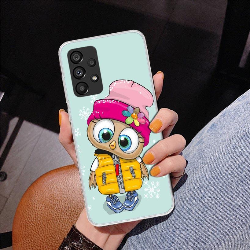 Cute Owl Hearts Lover Phone Case For Samsung Galaxy A17 A16 A15 A14 A13 A57 A56 A55 A54 A53 A37 A36 A35 A34 A33 A26 A25 A24 A23