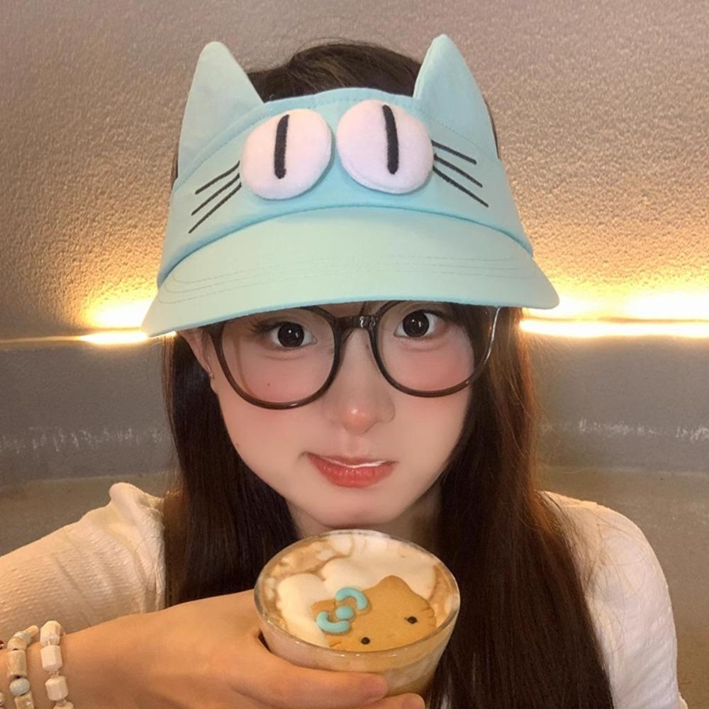 Sun Protection Kitty Hollow Hat Quick-drying Fabric Cat Ears Sun Hat Camping