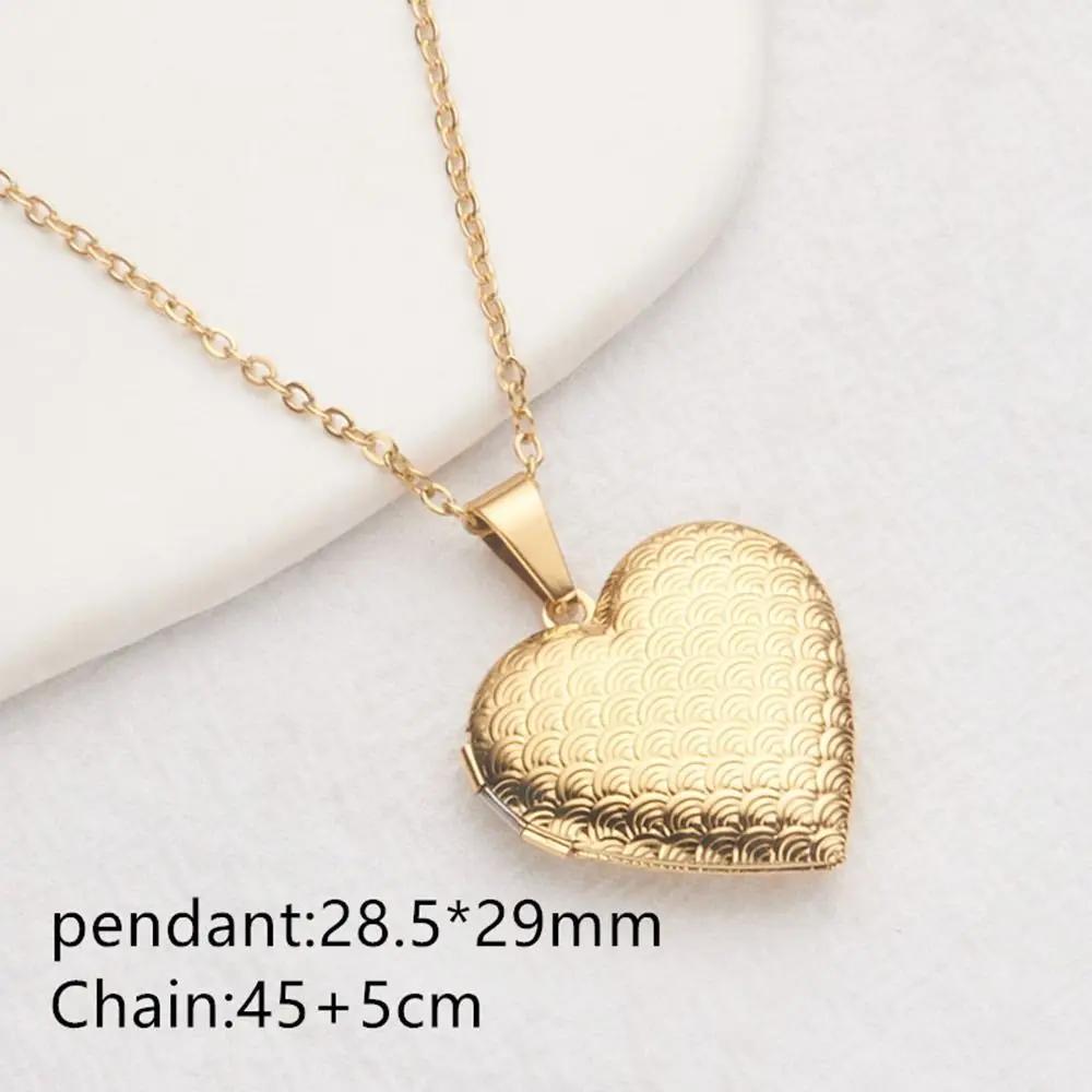 Diamond Heart Shaped Photo Picture Locket Necklace Romantic Custom Love Secret Message Pendant Necklace For Lover Couples Gift