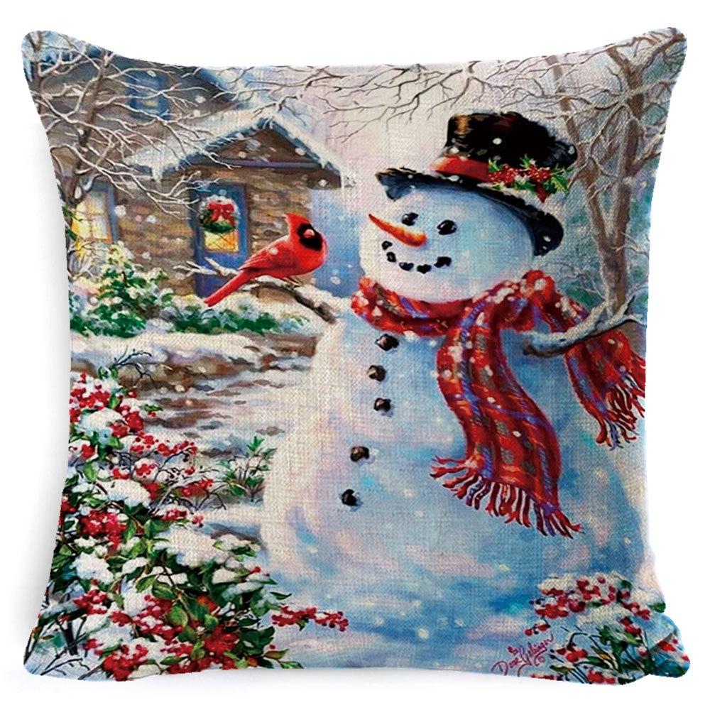 New Christmas Pillow Cover Four-piece Set Pillow Cushion Office Lumbar Backrest Decorative Backrest