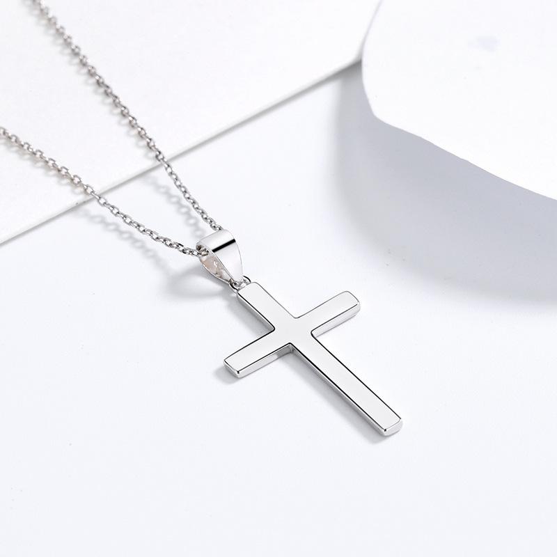 925 Sterling Silver Cross Necklace Fashion Pendant Collarbone Chain Women's Sweater Chain
