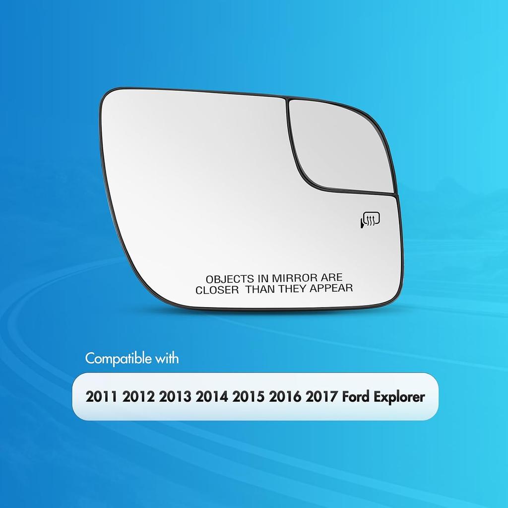 For Ford Explorer Passenger Side Mirror 2011 2012 2013 2014 2015 2016 2017 | SNEMEEY Right Heated View Mirror Glass Replacement with Backing Plate,