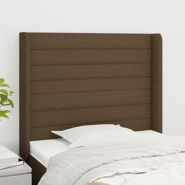 VidaXL Tête de lit avec oreilles Marron foncé 83x16x118-128 cm Tissu3119697