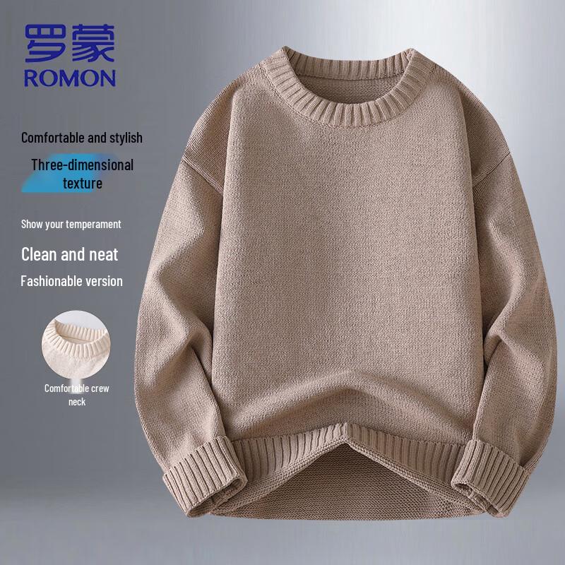 ROMON Men's Warm Round Neck Knit Sweater