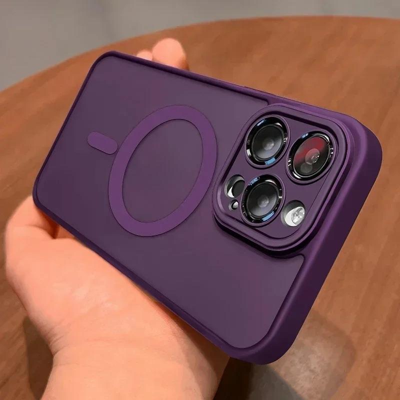 Original Case For iPhone 17 Air 16 15 14 13 12 11 Pro Max Plus For Magsafe Magnetic Wireless Charge Lens Protector Matte Cover