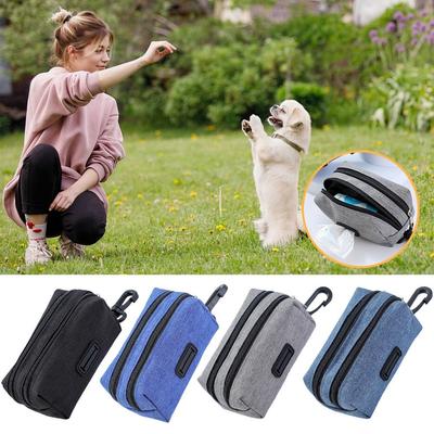 Double Zipper Dog Poop Bag Holder Multifunctional Cleaning Tools Pet Treat Bags Dog Walking Pet Waste Bags Carrier Outdoor