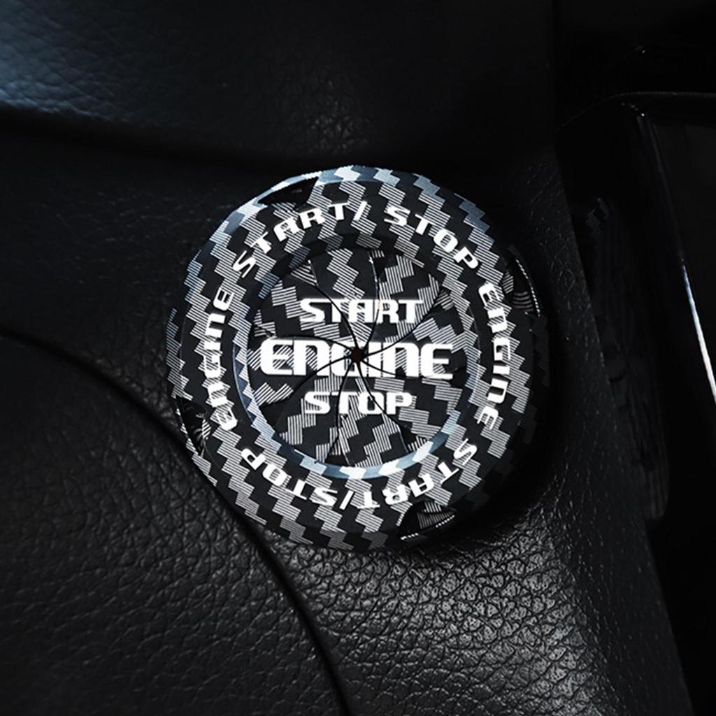 Car Push Start Button Cover Adhesive Carbon Fiber Anti Scratch Start Button Cover for Drivers Enthusiasts Auto Detailers Daily