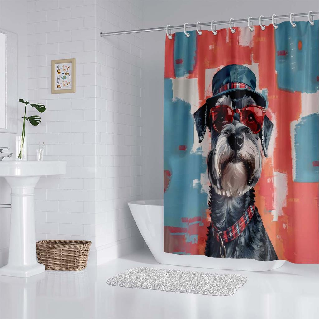 1 Stück Cartoon Welpe Wasserdichter Duschvorhang Badezimmer Trennvorhang Hängevorhang Duschtürvorhang Mit 12 Haken