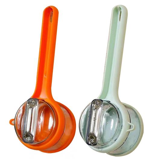 Vegetable Peeler with Built-In Storage Container Non-Splash Fruit Peeler Multi-Function Kitchen Gadget for Julienne And Slicing