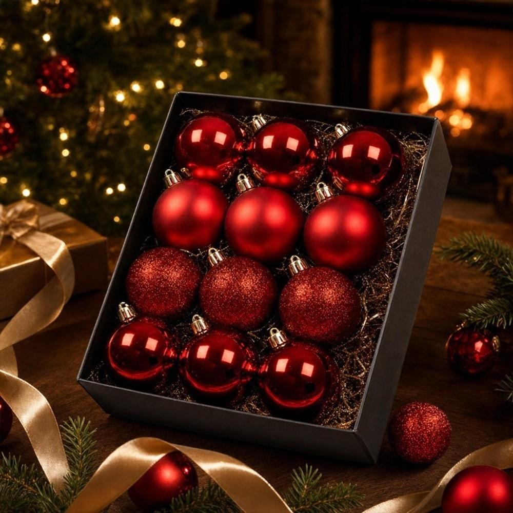 24Pcs 3cm Christmas Baubles Plastic Christmas Ball Ornament  Home Garden Decoration