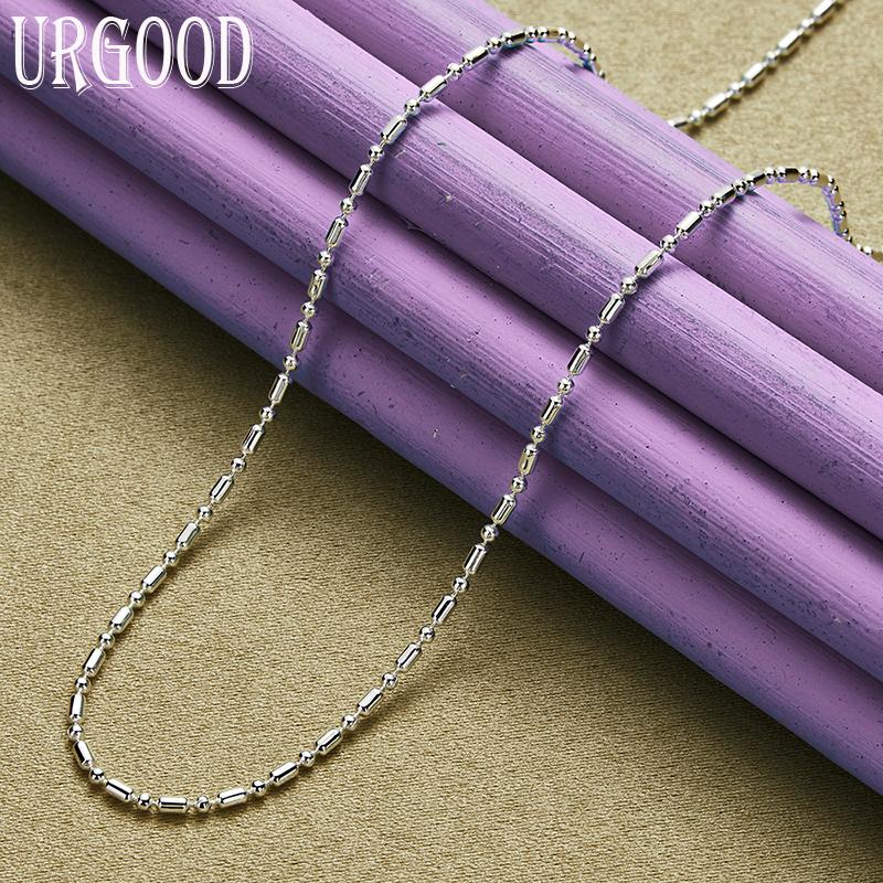 925 Sterling Silver Bamboo Chain Necklace 45cm Wedding Fashion Jewelry