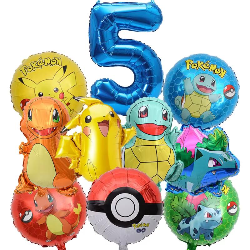Balloon Monster Set Birthday Party Decoration Aluminum Film Balloon Vibrant Multi-Colored Balloon Pikachu Children'S Party Supplies