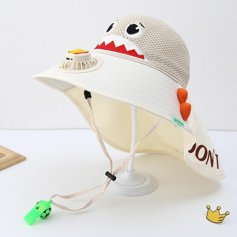 Dziecięcy Kapelusz z Wentylatorem Lato Chłopiec Outdoor Kapelusz Przeciwsłoneczny z Szerokim Rondem Dziewczynka Kapelusz Chroniący Przed Słońcem z Szalem z Pustym Wierzchem Ochrona UV