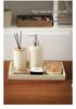 Set da Bagno in Pietra Wabi-Sabi: Bicchiere per collutorio, Portaspazzolino, Flacone per lozione, Diffusore, Portasapone e Vassoio.