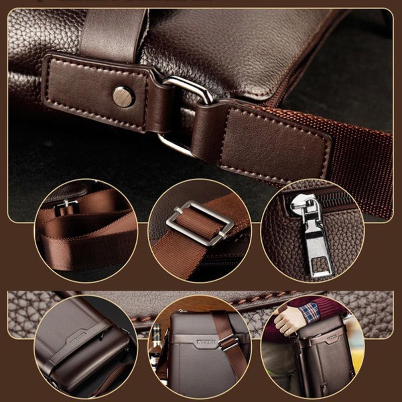 Classic Business Leather Man Bag With Soft Pu Leather And Adjustable Straps