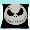 Nightmare Before Christmas Decorative Cushion Cover For Ghost Head Design Waist Cotton Linen Material Invisible Zipper 9 Patterns Available