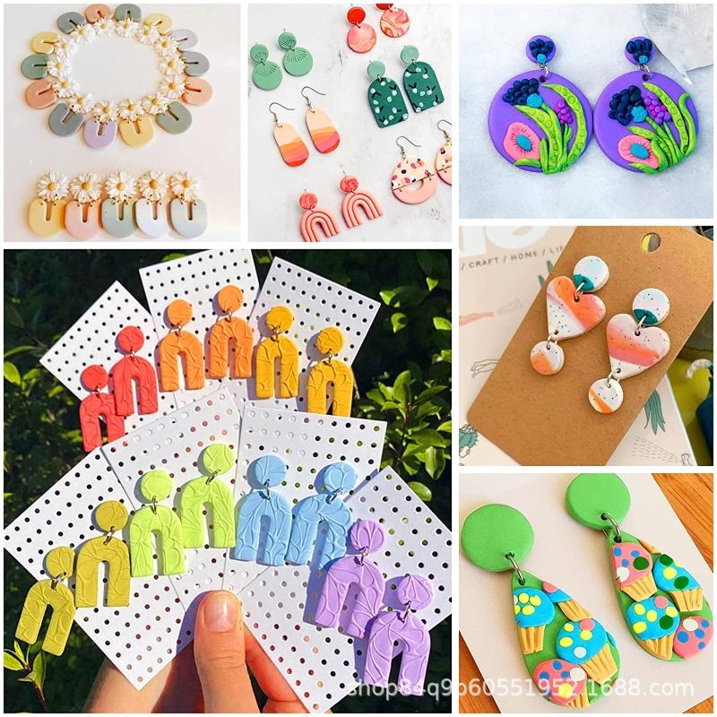 Plastic Cutters 18 Shapes Cutters 118 Pcs Clay Earring Cutters with Earring Cards and Hooks Clay Cutters for DIY Jewelry