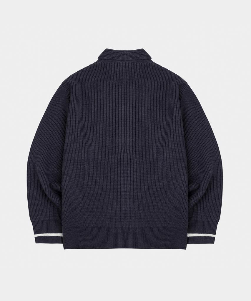 LETTERCOMO Teddy Blossom Essential Knit Zip-Up Navy