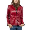 Blazer en Cuir Véritable pour Femme Rouge Mode Fait Main Élégant Formel Vêtement de Fête