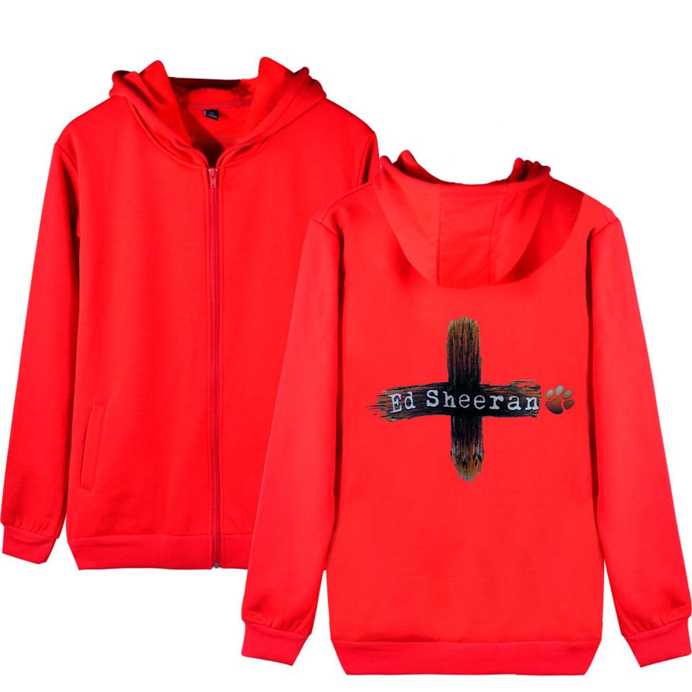 

Новая женская мужская толстовка на молнии Модная куртка Эд Ширан Графический принт Узор Толстовка Уличная одежда Повседневная одежда Мужская одежда XXS красный