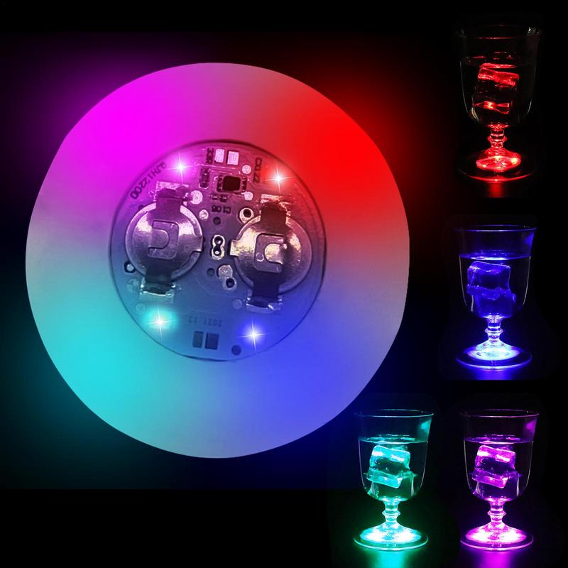 1Pcs LED Coaster Light Up Coasters Stickers Liquor Bottle Drink Luminous Cup Mat Club Bar Party Car Wedding Vase Decor
