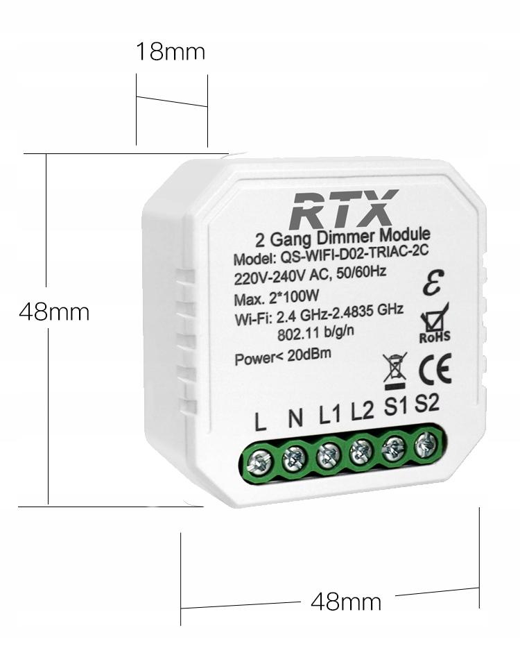 TUYA 2-Circuit WiFi In-Box Light Dimmer