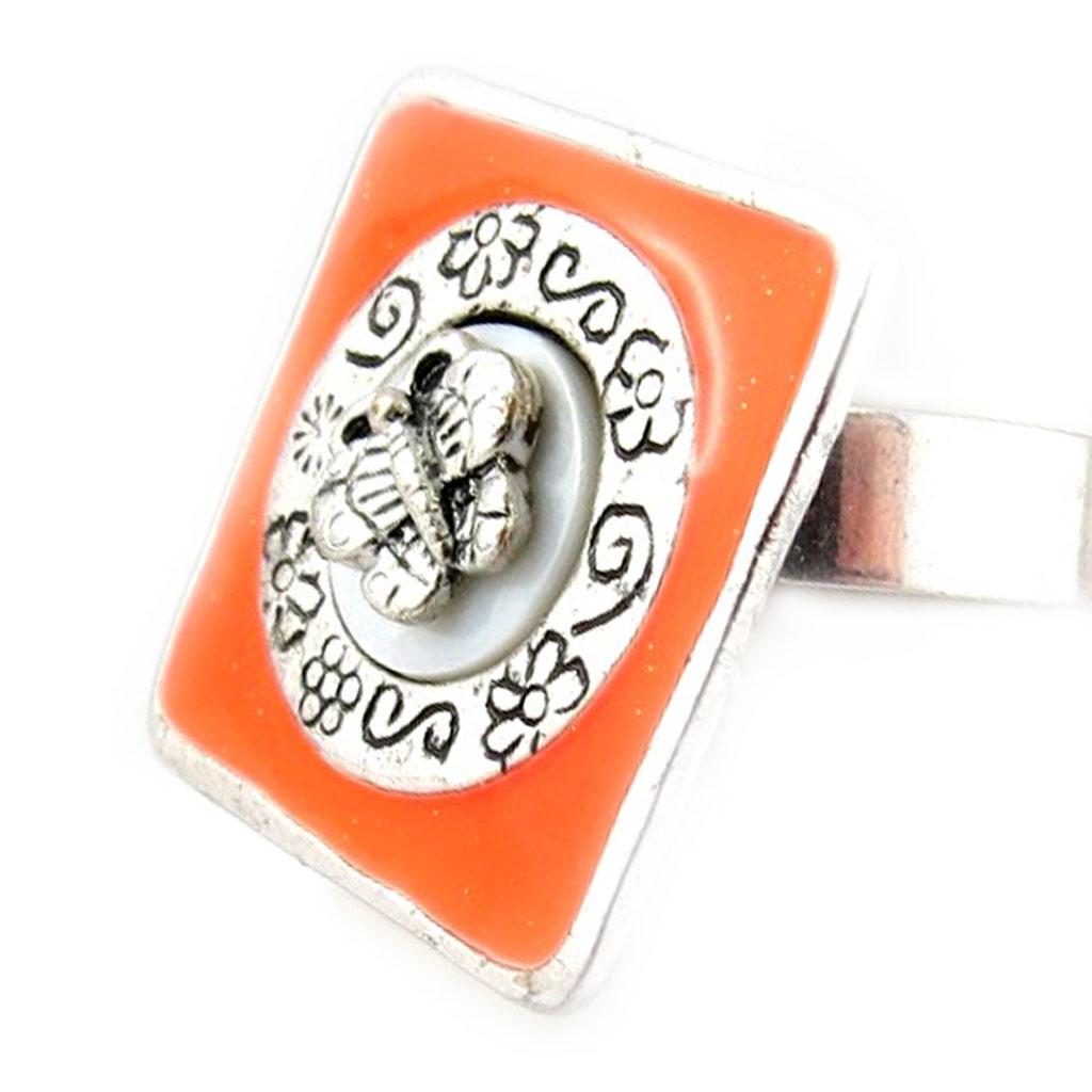 Les Trésors De Lily [E6547] - Designer Ring 'Antique Butterflies' Orange