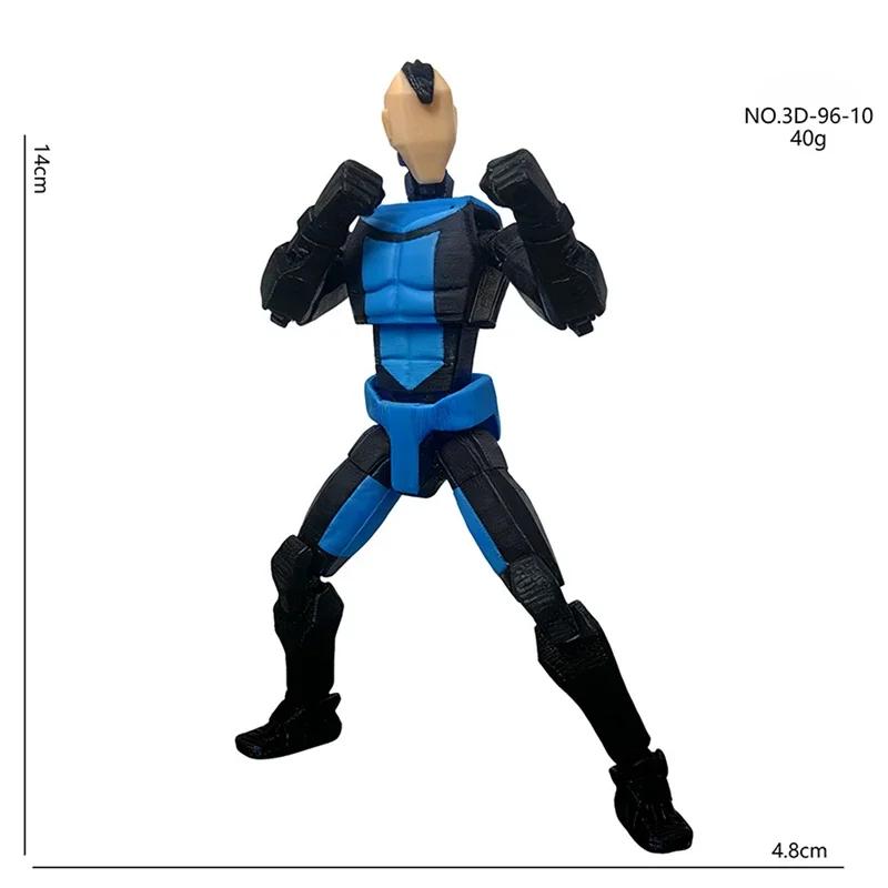 Creative 3D Printed Dummy13 Figure Blue Mask Design Multi-Joint Posable Shapeshift Model Desktop Decor Children's Birthday Gift