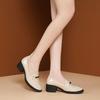 Women's Loafers Shoes with Medium Heels Ladies Pumps Leather Casual Round Toe Beau Today Elegant Dress Luxury Brand Fashion Shoe