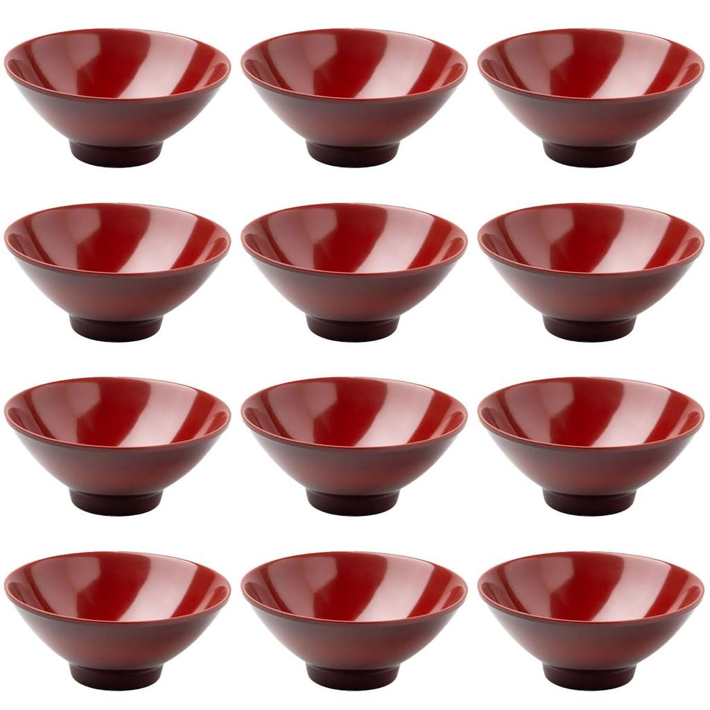Thunder Group Rice and Rice Set of 12cm Wide x Melamine Dishwasher Commercial Product Bowls, 12, 5.2cm High, Lacquer-Like Dishware, Safe,