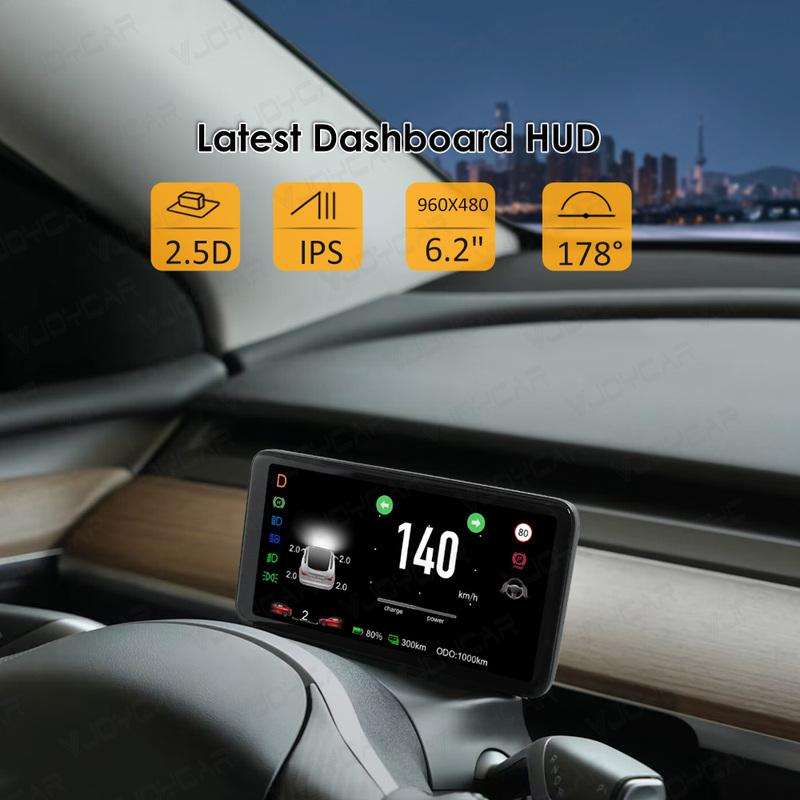 Vjoycar 4.6'' 6.2'' Dashboard Cluster Instrument Model 3 Y HUD Screen HD LCD Speedometer For Tesla Modification Car Accessories