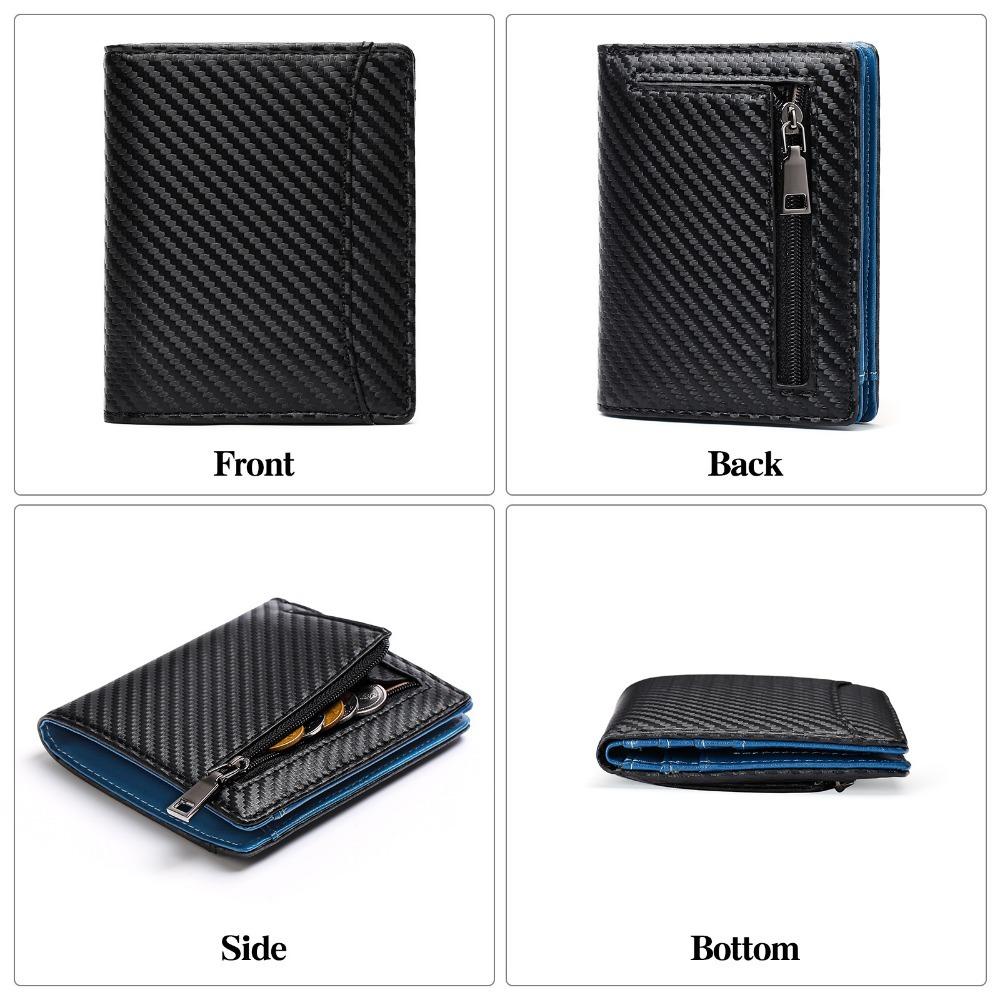 Japanese Style Carbon Fiber Leather Wallet for Men High-Quality Anti-Theft RFID Blocking Clutch PU Leather Coin Purse