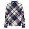 Women's Retro Street Lazy V,neck Long Sleeve Button Plaid Print Pullover Top