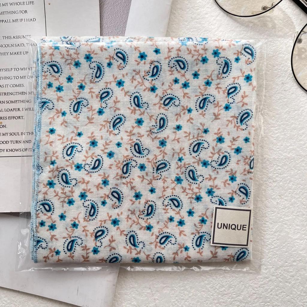 Spring Summer Floral Print Thin Scarf For Women Girls 53*53Cm Beautiful Flower Cotton Polyester Scarf Outdoor Sun Protection