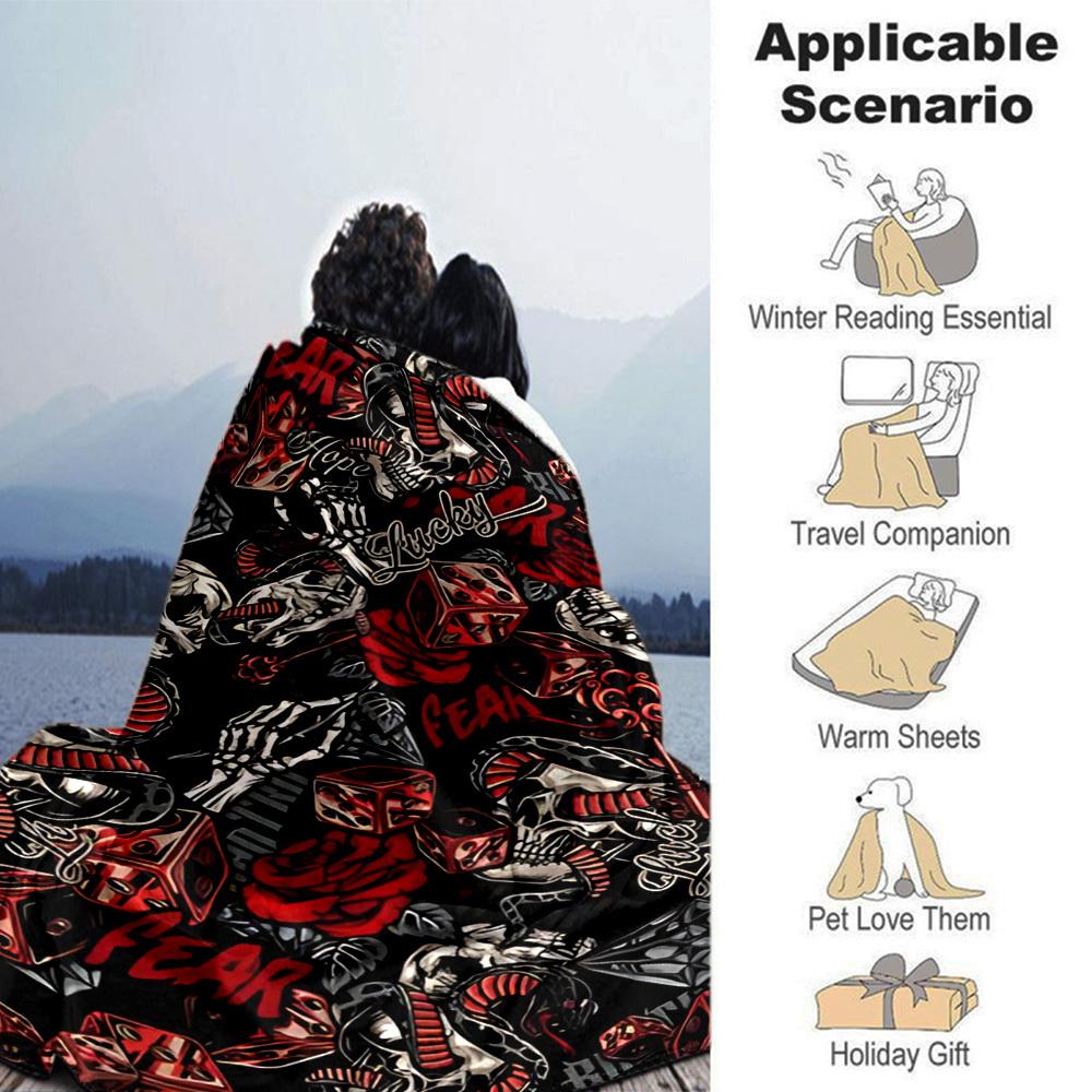 1pc Skull Fear Throw Blanket Soft Flannel, Cozy All Season Polyester Perfect for Home, Office